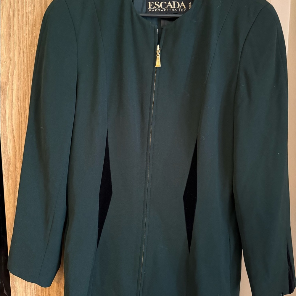 Escada Green Blazer Structured Formal Jacket